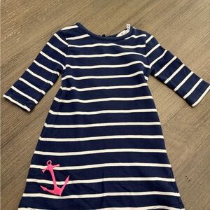 Vineyard Vines Navy Striped Dress with Pink Anchor